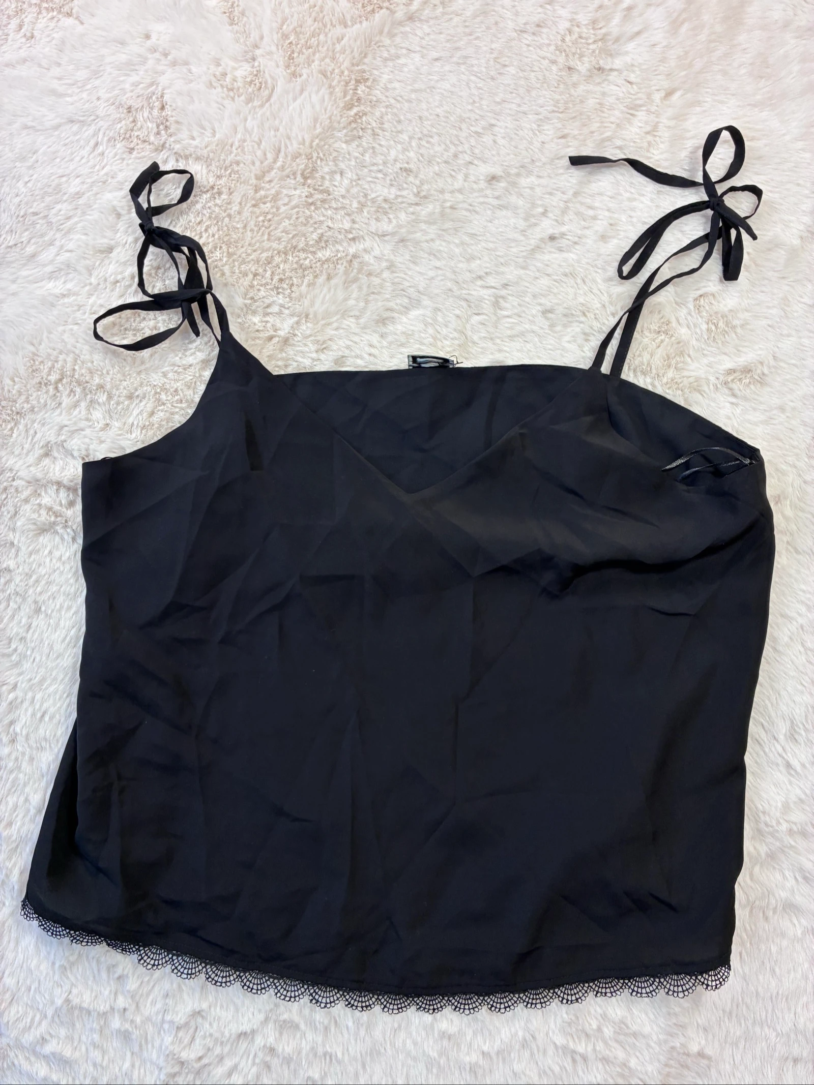 Top noir fluide à bretelles nouées Pimkie Taille XL